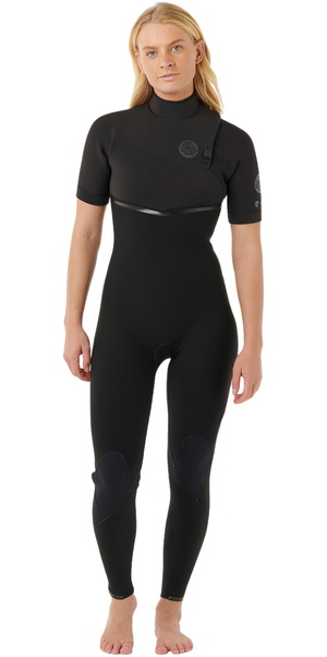 2026 Rip Curl Mujer E-Bomb 2mm Zip Free Manga Corta Neopreno 16WWFS - Black